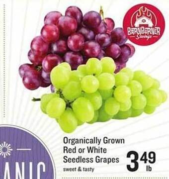 Lowes Foods Organically grown red or white seedless grapes offer