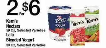 Jons International Kern's nectars, lala blended yogurt offer