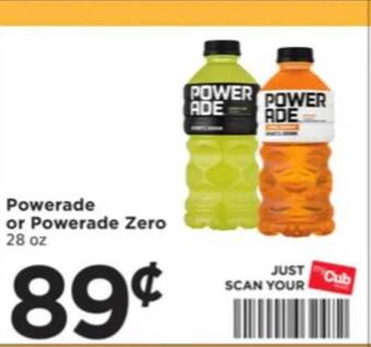 Cub Foods Powerade or powerade zero offer