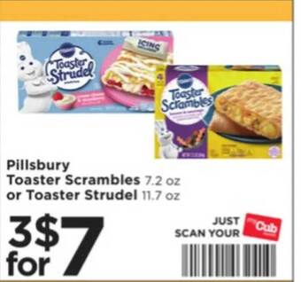 Cub Foods Pillsbury toaster scrambles or toaster strudel offer