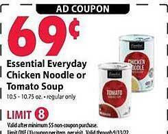 Festival Foods Essential everyday chicken noodle or tomato soup offer