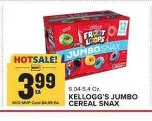Food Lion Kellogg's jumbo cereal snax offer
