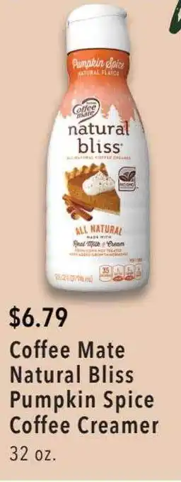 Coffee mate natural bliss pumpkin spice coffee creamer