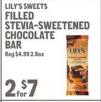 New Seasons Market Lily's sweets filled stevia-sweetened chocolate bar offer