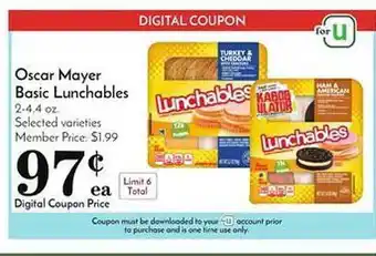 Pavilions Oscar mayer basic lunchables offer
