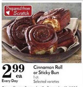 Pavilions Cinnamon roll or sticky bun offer