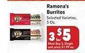 Vallarta Supermarkets Ramona's burritos offer