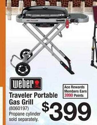 Ace Hardware Weber traveler portable gas grill offer