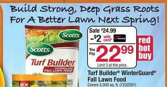 Ace Hardware Scotts turf builder winterguard fall lawn food offer