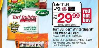 Ace Hardware Scotts turf builder winterguard fall weed & feed offer