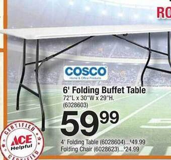 Ace Hardware Cosco 6' folding buffet table offer