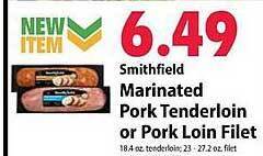Festival Foods Smithfield marinated pork tenderloin or pork loin filet offer