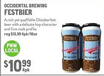 New Seasons Market Occidental brewing festbier offer