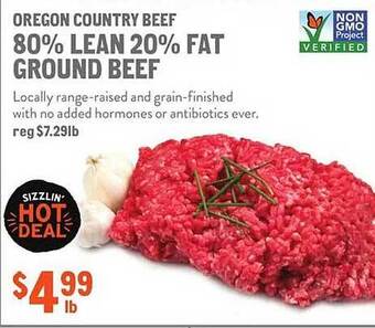 New Seasons Market Oregon country beef 80% lean 20% fat ground beef offer