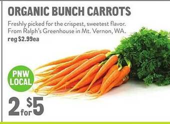 New Seasons Market Organic bunch carrots offer