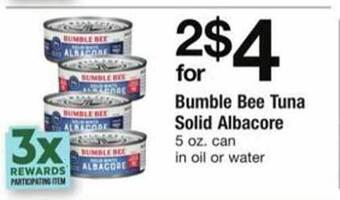 ACME Bumble bee tuna solid albacore offer