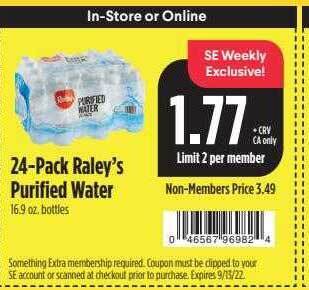 Bel Air Markets 24-pack raley's purified water offer