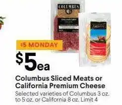 Bel Air Markets Columbus sliced meats or california premium cheese offer