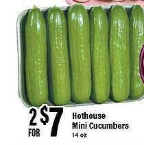 Big Y Hothouse mini cucumbers offer