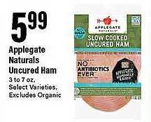 Big Y Applegate naturals uncured ham offer