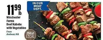 Big Y Winchester farms beef kabobs with vegetables offer