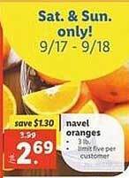 Lidl Navel oranges offer