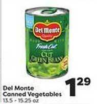 Weis Markets Del monte canned vegetables offer