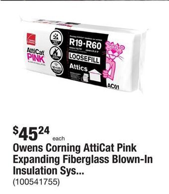 The Home Depot Owens corning atticat pink expanding fiberglass blown-in insulation system 27.5 lbs. offer