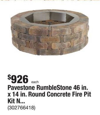 The Home Depot Pavestone rumblestone 46 in. x 14 in. round concrete fire pit kit no. 2 in sierra blend with round steel insert offer