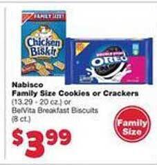 Family Fare Nabisco family size cookies or crackers offer