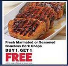 Family Fare Fresh marinated or seasoned boneless pork chops offer