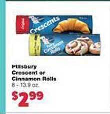 Family Fare Pillsbury crescent or cinnamon rolls offer