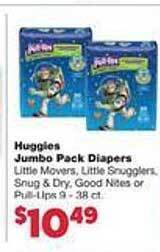 Family Fare Huggies jumbo pack diapers offer