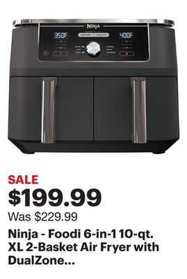 Best Buy Ninja - foodi 6-in-1 10-qt. xl 2-basket air fryer with dualzone technology - grey offer