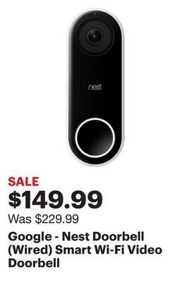 Best Buy Google - nest doorbell (wired) smart wi-fi video doorbell offer