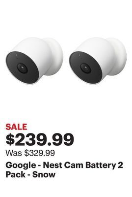 Best Buy Google - nest cam battery 2 pack - snow offer