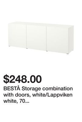 Ikea Bestå storage combination with doors, white/lappviken white, 70 7/8x16 1/2x25 5/8 " offer