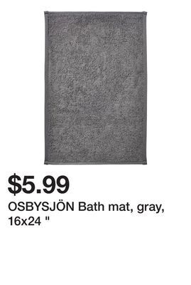 Ikea Osbysjön bath mat, gray, 16x24 " offer