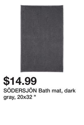 Ikea Södersjön bath mat, dark gray, 20x32 " offer