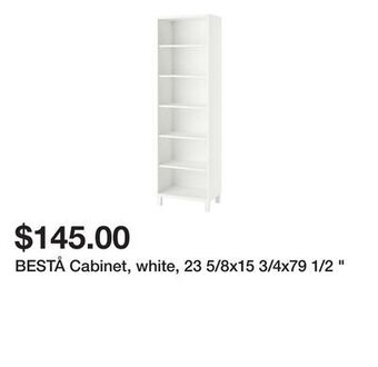Ikea Bestå cabinet, white, 23 5/8x15 3/4x79 1/2 " offer