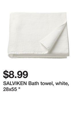 Ikea Salviken bath towel, white, 28x55 " offer