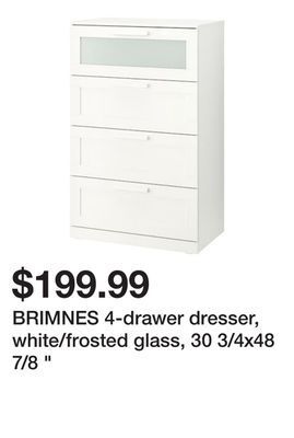 Ikea Brimnes 4-drawer dresser, white/frosted glass, 30 3/4x48 7/8 " offer