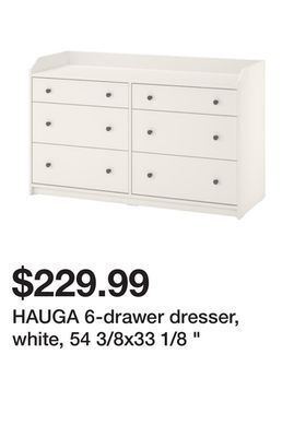 Ikea Hauga 6-drawer dresser, white, 54 3/8x33 1/8 " offer