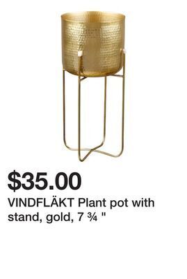Ikea Vindfläkt plant pot with stand, gold, 7 ¾ " offer