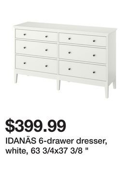 Ikea Idanäs 6-drawer dresser, white, 63 3/4x37 3/8 " offer