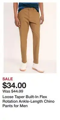 Old Navy Loose taper built-in flex rotation ankle-length chino pants for men offer