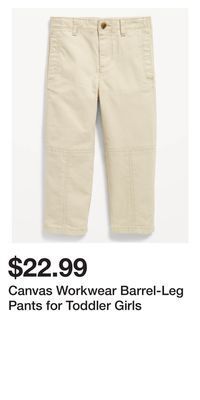 Old Navy Canvas workwear barrel-leg pants for toddler girls offer