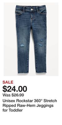 Old Navy Unisex rockstar 360° stretch ripped raw-hem jeggings for toddler offer
