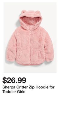 Old Navy Sherpa critter zip hoodie for toddler girls offer