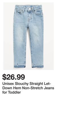 Old Navy Unisex slouchy straight let-down hem non-stretch jeans for toddler offer